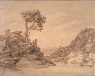 Paysage avec figure sur la rive d